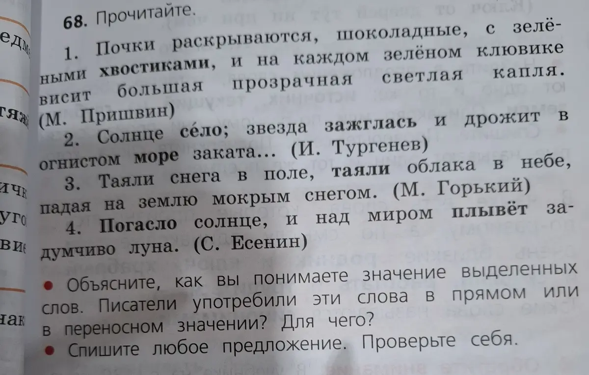 Объясни значение выделенных слов из текста и спиши предложение.