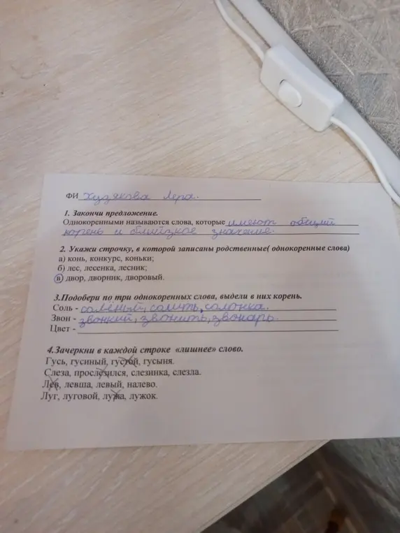 Закончи предложение, укажи строчку с однокоренными словами, подбери однокоренные слова и зачеркни лишнее слово.