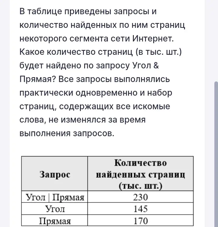 Определи количество страниц, найденных по запросу Угол & Прямая.