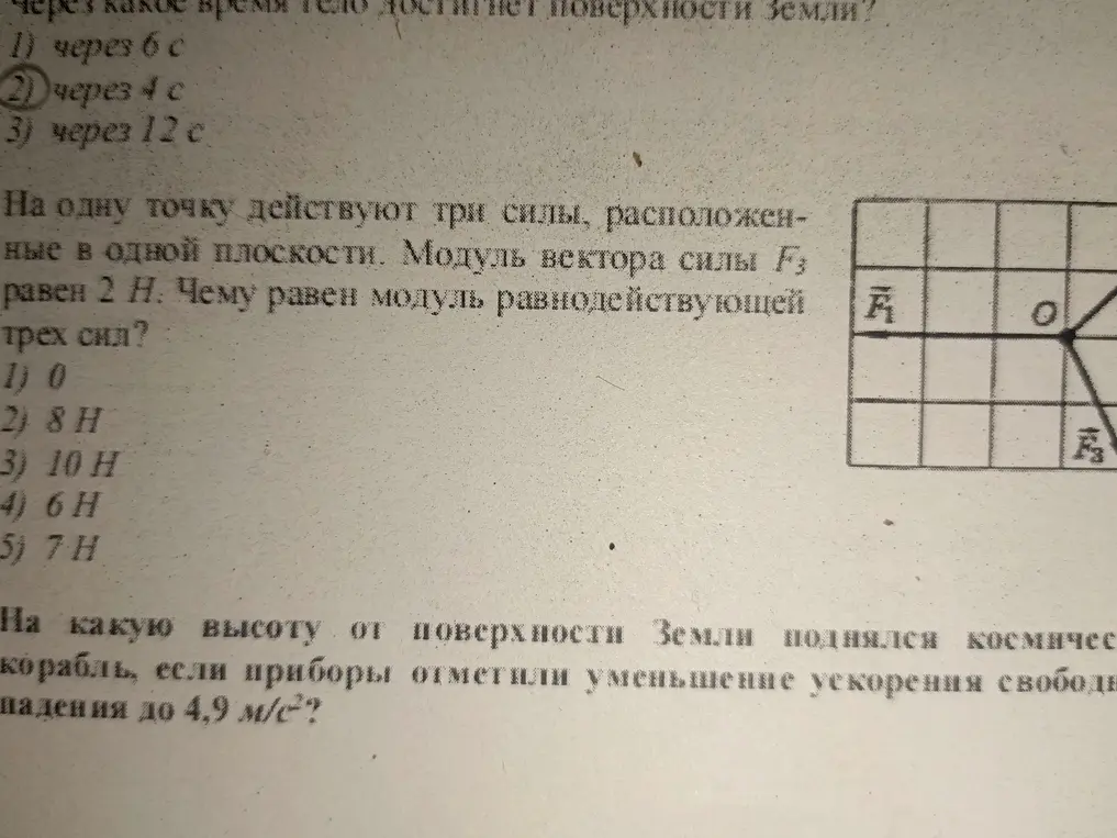 Вычисли модуль равнодействующей трёх сил, если модуль вектора силы F3 равен 2 Н.