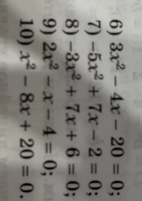 Реши квадратные уравнения: 6) 3x² - 4x - 20 = 0