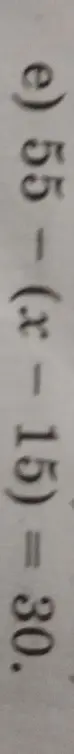 Реши уравнение 55 - (x - 15) = 30