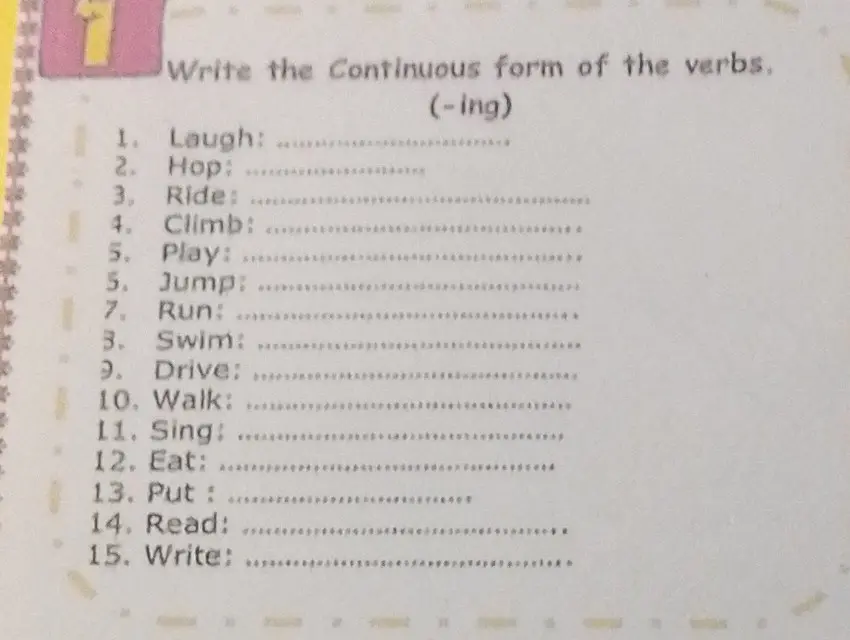 Напиши Continuous form of the verbs.