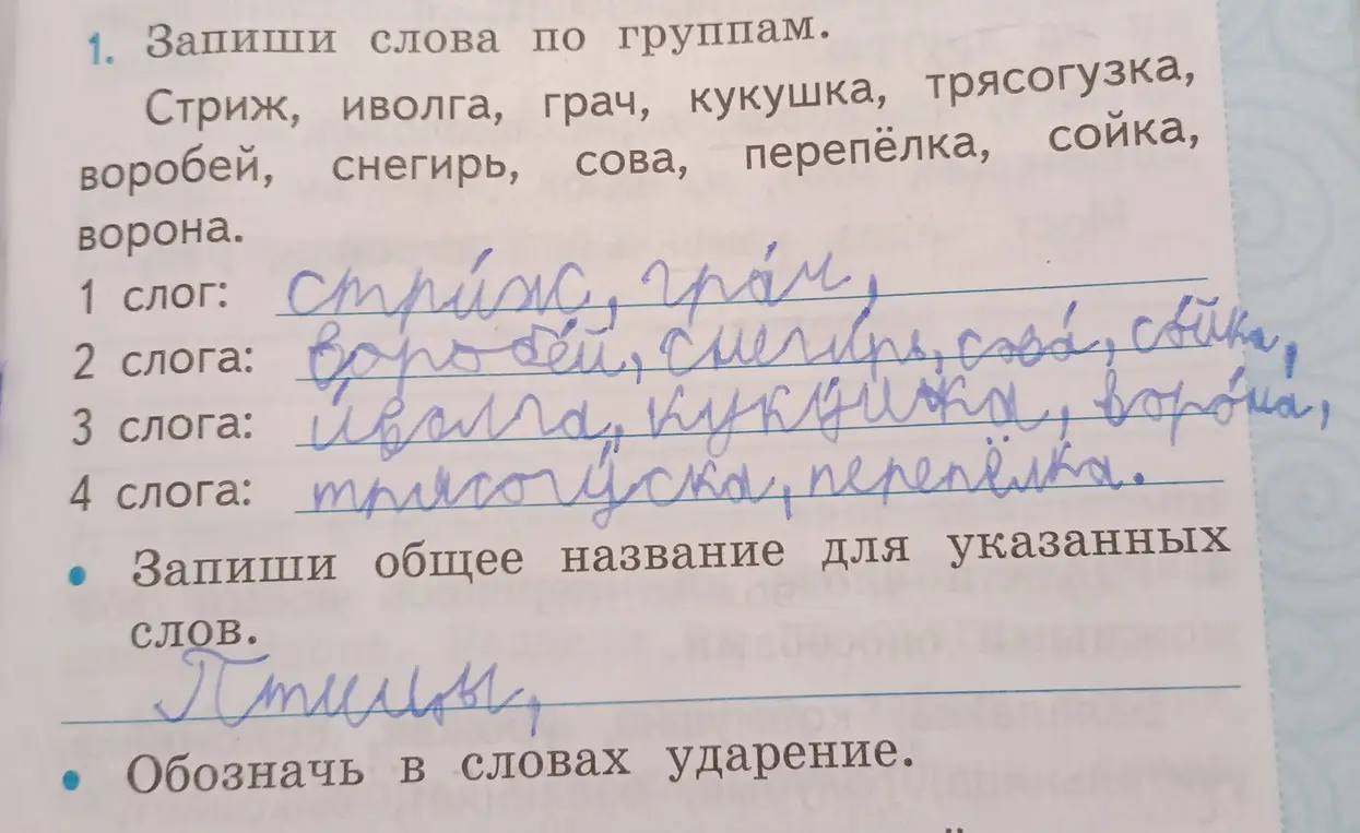 Обозначь в словах ударение.