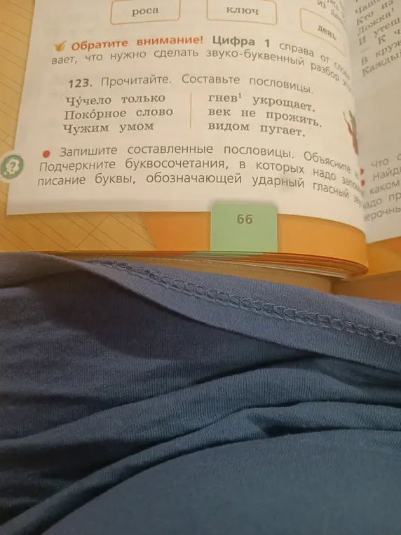 Составь пословицы, запиши составленные пословицы, объясни буквосочетания, в которых надо запомнить написание буквы, обозначающей ударный гласный звук.