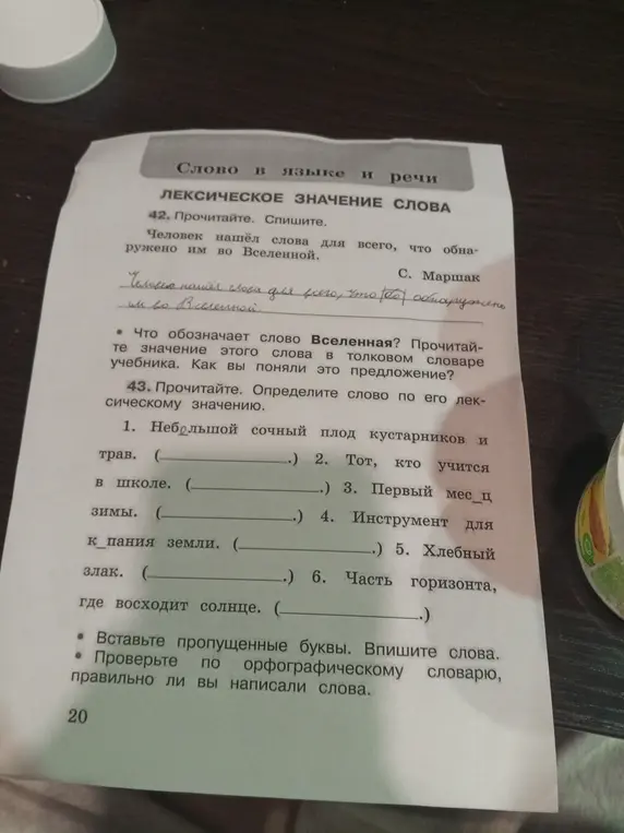 Спиши текст и определи слово по лексическому значению.