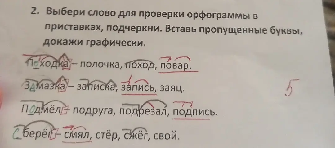 Выбери слово для проверки орфограммы в приставках, подчеркни. Вставь пропущенные буквы, докажи графически.
