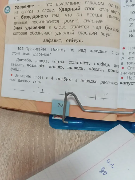 Распредели слова по 4 столбикам в порядке расположения данных схем.