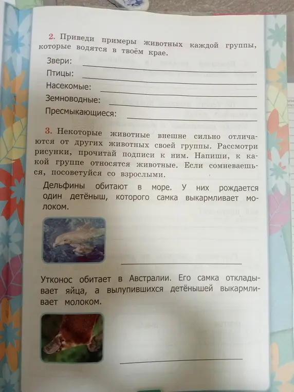 Приведи примеры животных каждой группы, которые водятся в твоём крае.