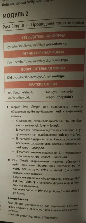 Сделай конспект по модулю Past Simple.