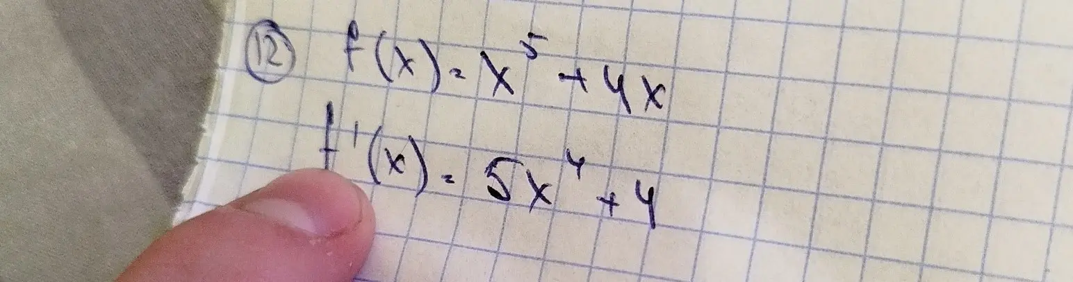 Найди производную функции f(x) = x⁵ + 4x.