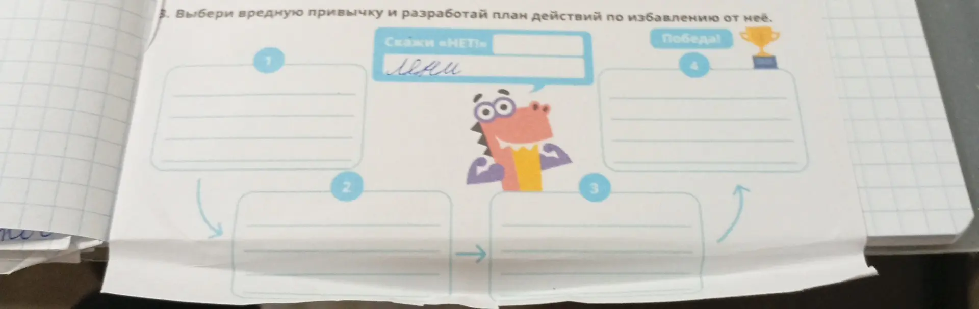 Выбери вредную привычку и разработай план действий по избавлению от неё.