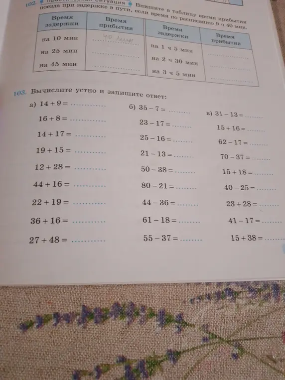 Вычисли устно и запиши ответ: 14 + 9 = ...