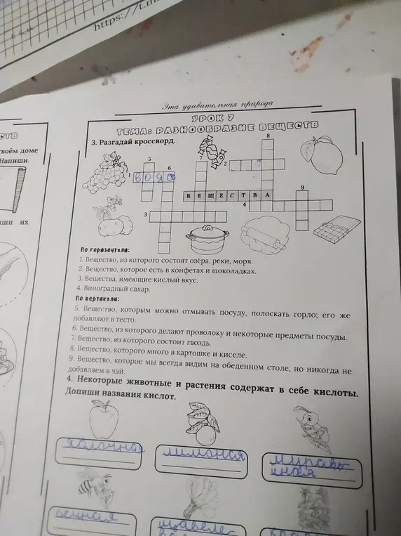Разгадай кроссворд по теме "Разнообразие веществ".
