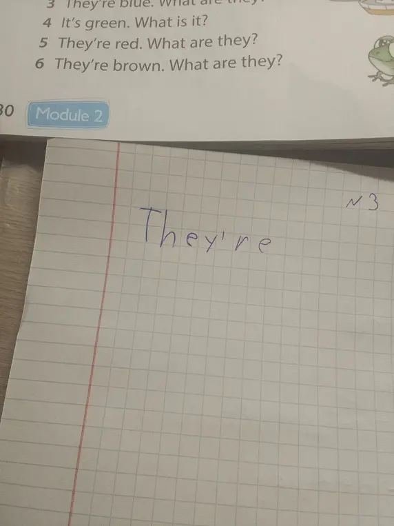 Ответь на вопрос к упражнению 3: They're blue. What are they?