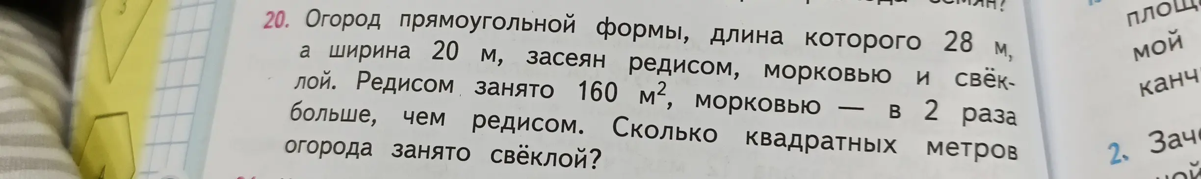 Вычисли, сколько квадратных метров огорода занято свёклой
