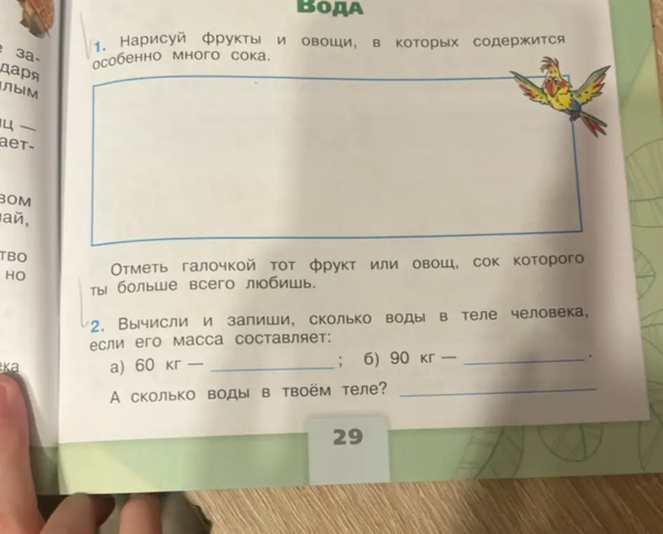 Вычисли и запиши, сколько воды в теле человека, если его масса составляет: a) 60 кг.