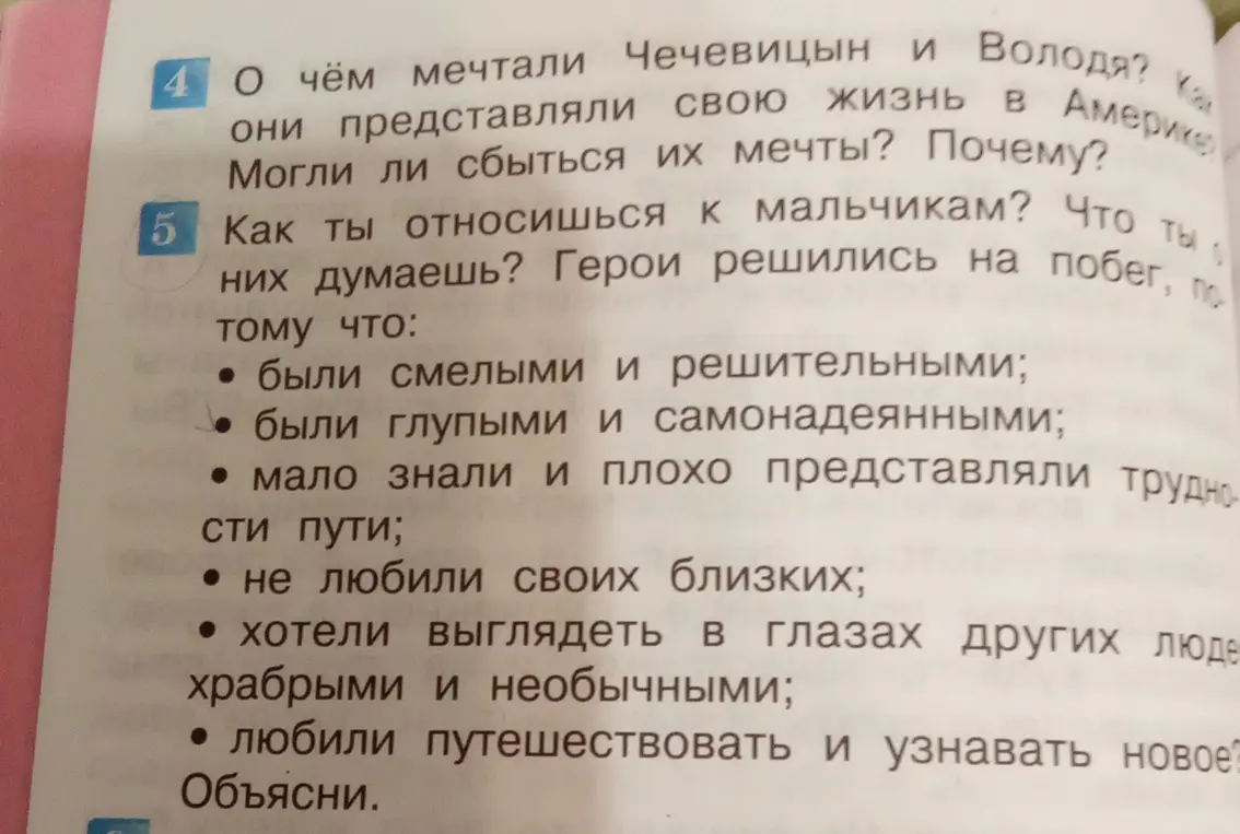Ответь на вопросы: о чем мечтали Чечевицын и Володя, как относишься к мальчикам, решившимся на побег?