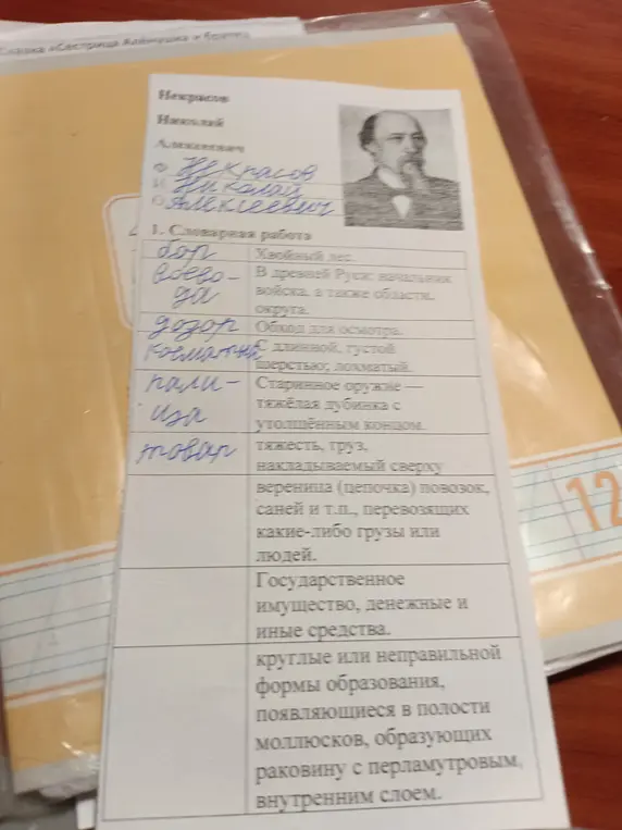 Выполни словарную работу по литературе.