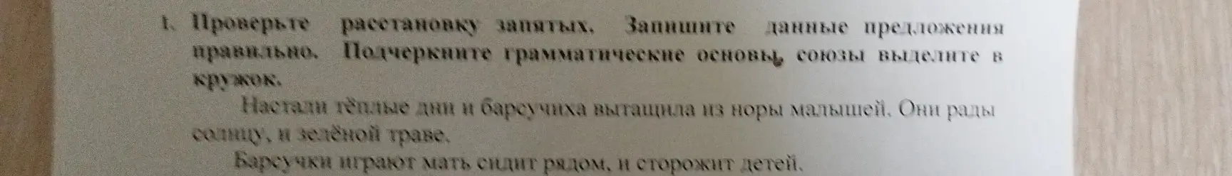 Проверь расстановку запятых в предложениях, запиши предложения правильно, подчеркни грамматические основы, союзы выдели в кружок.