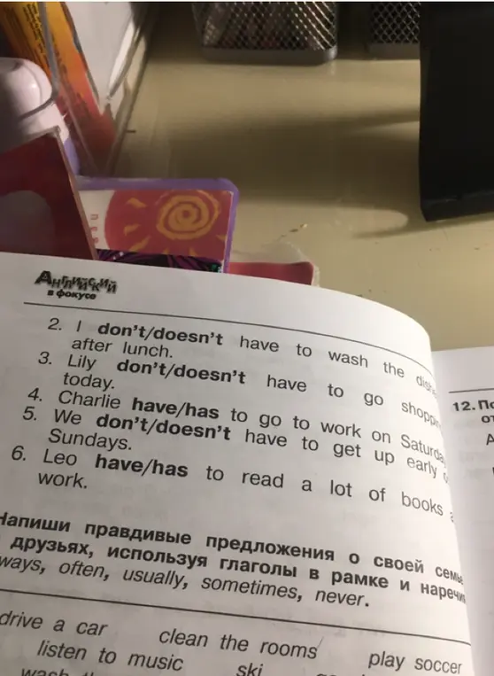 Выбери правильный вариант have/has/don't/doesn't в предложениях.