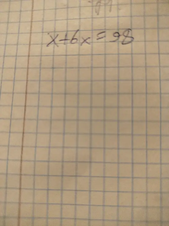 Реши уравнение x + 6x = 98