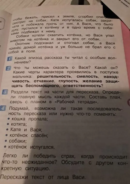Ответь на вопросы по рассказу "Котёнок".