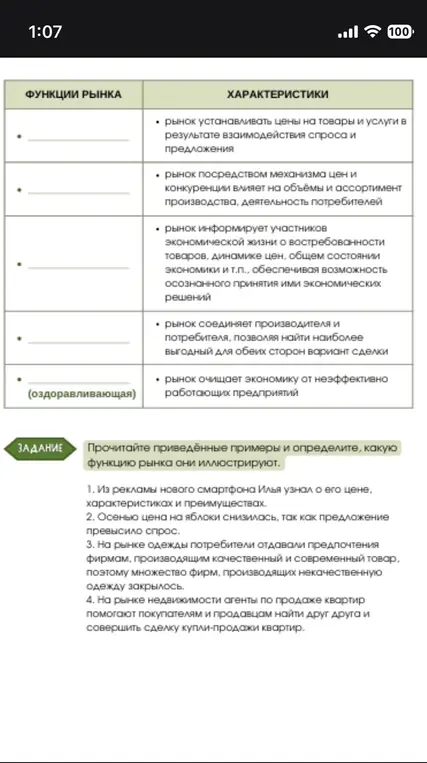 Определи, какую функцию рынка иллюстрируют приведенные примеры.