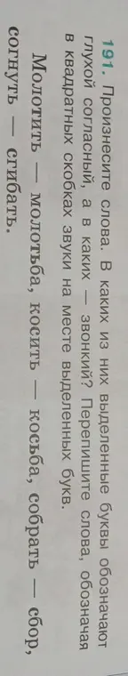 Произнеси слова, определи, какие буквы обозначают глухой согласный, а какие звонкий.