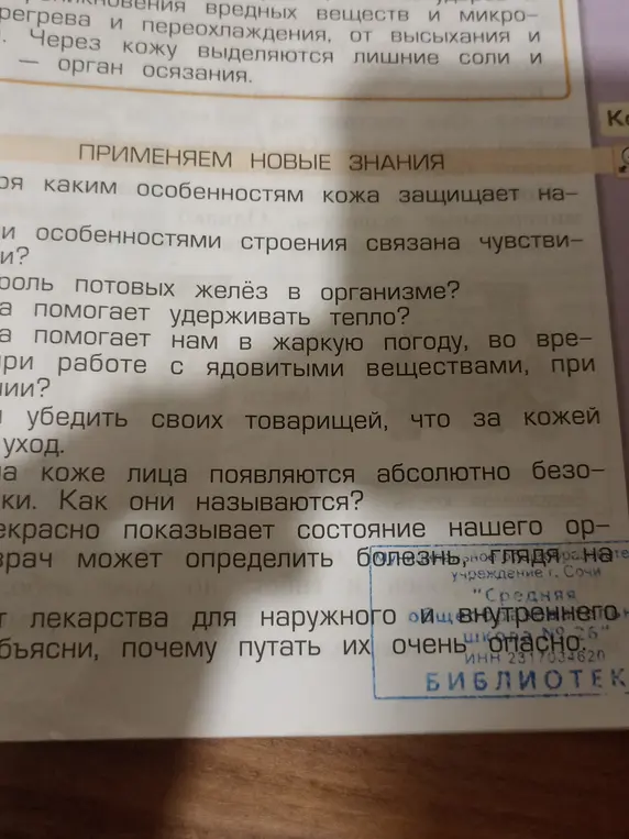 Ответь на вопросы по тексту о коже и её функциях.