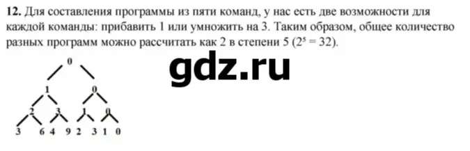 Рассчитай общее количество разных программ из пяти команд, если для каждой команды есть две возможности: прибавить 1 или умножить на 3.