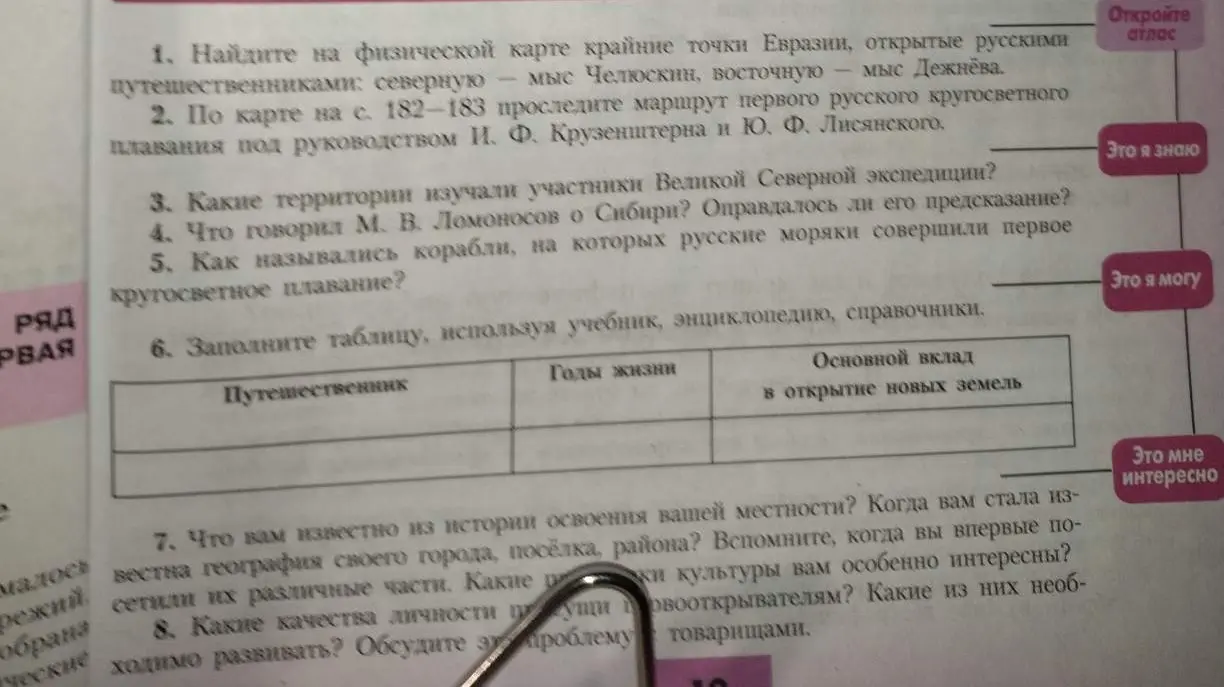 Найди на физической карте крайние точки Евразии, открытые русскими путешественниками.