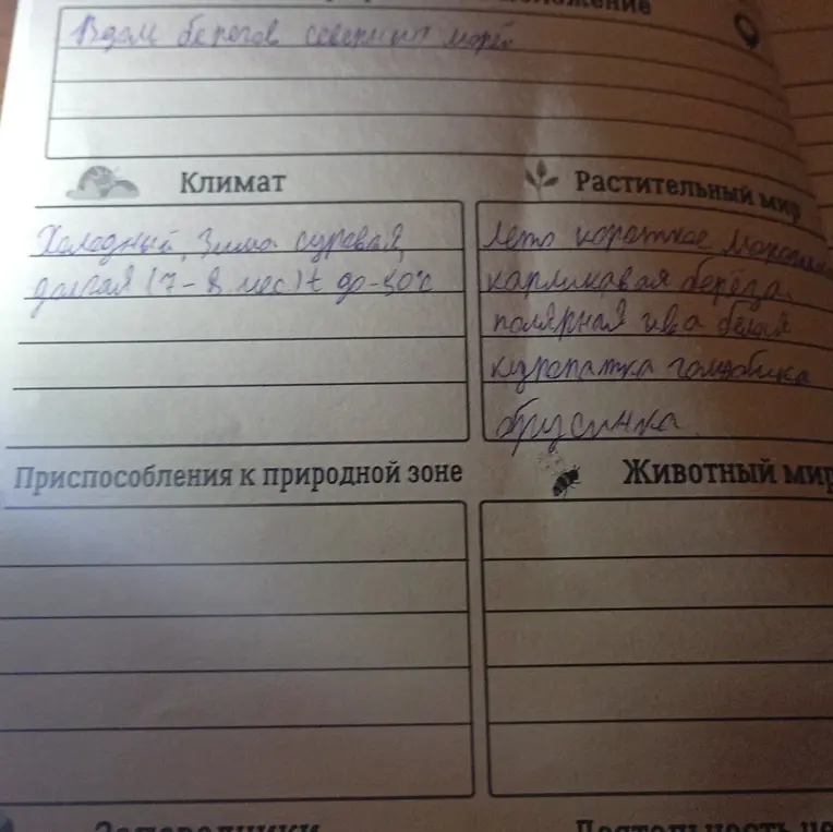 Опиши климат и растительный мир.