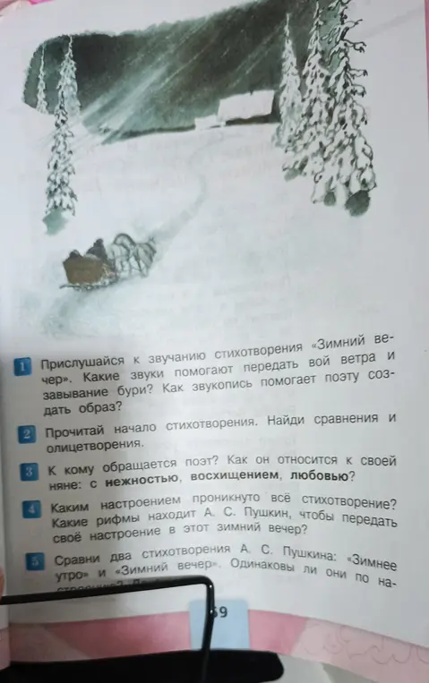 Прислушайся к звучанию стихотворения «Зимний вечер». Какие звуки помогают передать вой ветра и завывание бури? Как звукопись помогает поэту создать образ?