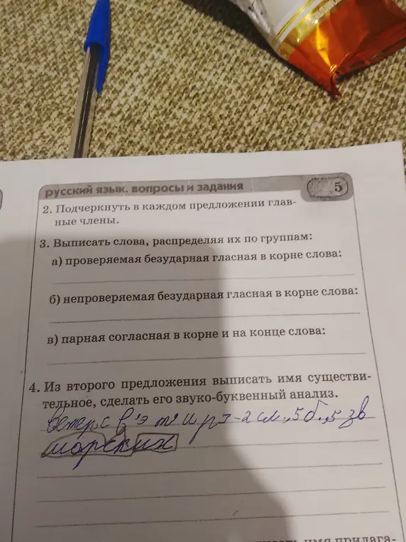 Из второго предложения выпиши имя существительное, сделай его звуко-буквенный анализ.