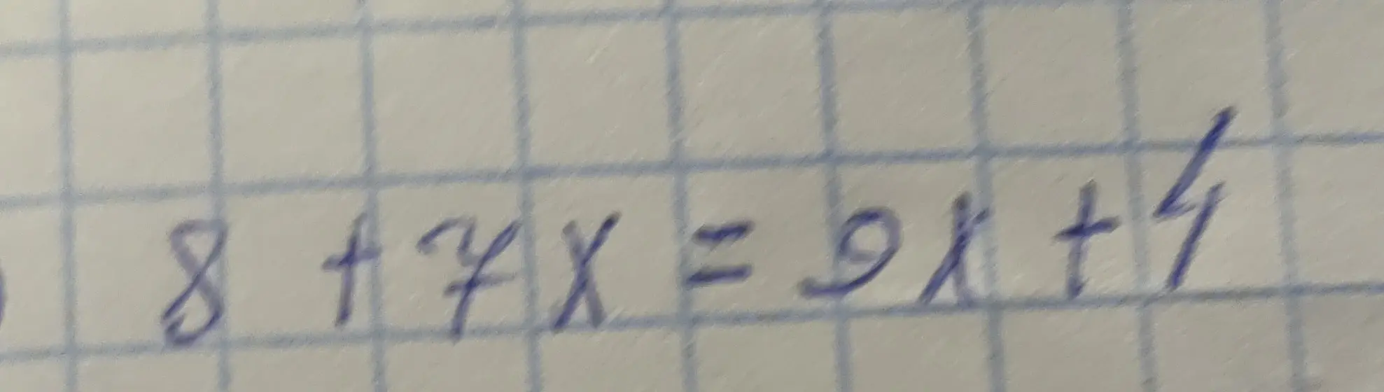 Реши уравнение 8 + 7x = 9x + 4