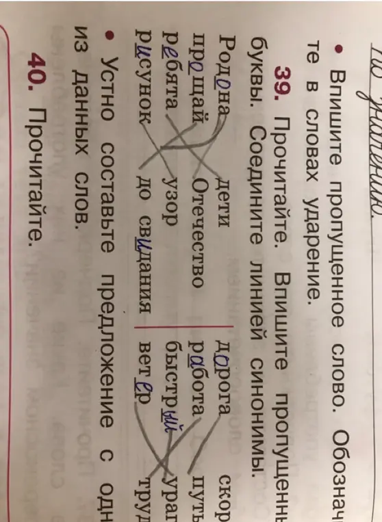 Соедини линией синонимы.