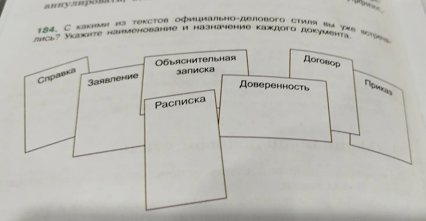Расскажи, с какими из текстов официально-делового стиля ты уже встречался, и укажи наименование и назначение каждого документа.