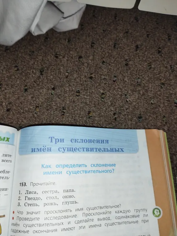 Определи склонение имен существительных в упражнении 153.