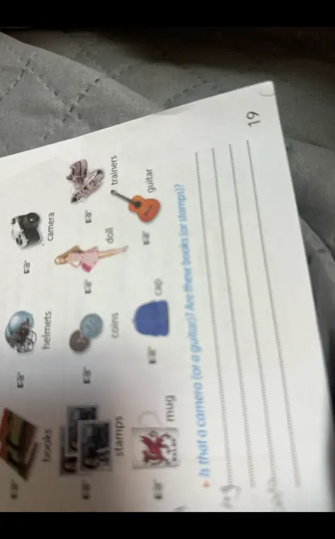 Ответь на вопросы: Is that a camera (or a guitar)? Are these books (or stamps)?
