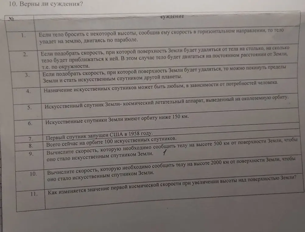 Определи, верны ли суждения про запуск спутников.