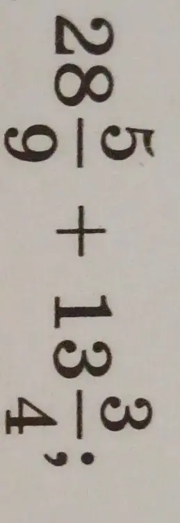 Вычисли сумму $28\frac{5}{9} + 13\frac{3}{4}$