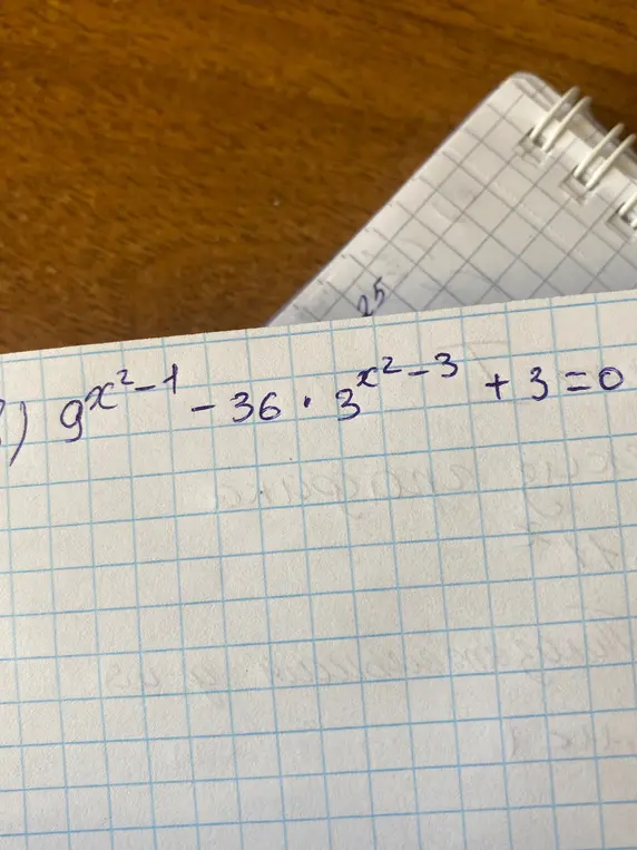 Реши уравнение $9^{x^2-1} - 36 \cdot 3^{x^2-3} + 3 = 0$.