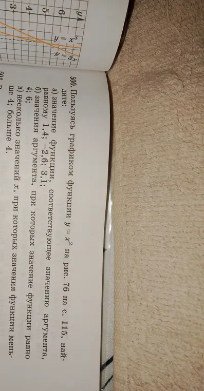 Пользуясь графиком функции y = x² на рис. 76 на с. 115, найди значения функции, соответствующие значению аргумента, равному 1,4