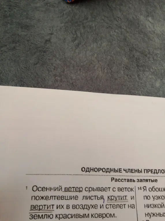 Расставь запятые в предложении про осенний ветер.