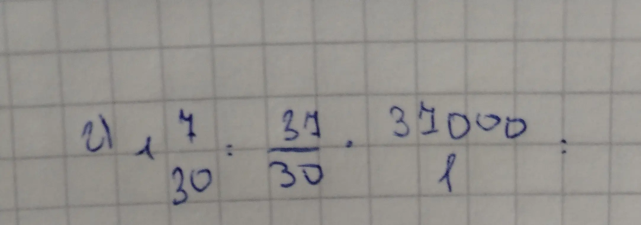 Вычисли выражение 21 4/30 : 31/30 : 31000/1