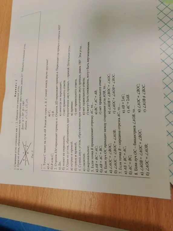 Реши задачи по геометрии из варианта 1