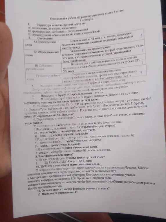 Реши контрольную работу по родному русскому языку за 8 класс.