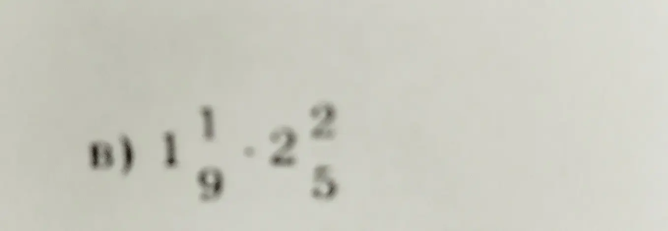Вычисли произведение смешанных чисел: $1\frac{1}{9} \cdot 2\frac{2}{5}$