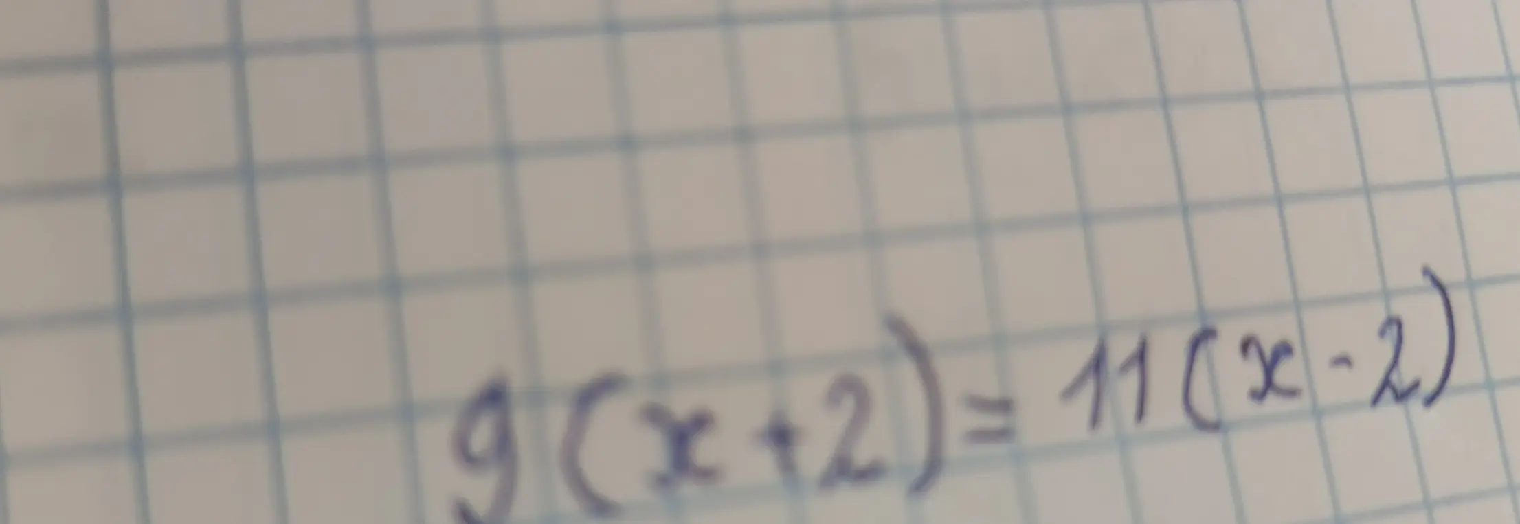 Реши уравнение 9(x+2) = 11(x-2)